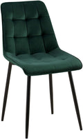 Eetkamerstoel - Velvet Bekleding - Hoog Zitcomfort, Onderhoudsvriendelijk - Fluweel Design Kleur groen Materiaal zacht