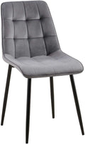 Eetkamerstoel - Velvet Bekleding - Hoog Zitcomfort, Onderhoudsvriendelijk - Fluweel Design Kleur donkergrijs Materiaal zacht