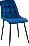 Eetkamerstoel - Velvet Bekleding - Hoog Zitcomfort, Onderhoudsvriendelijk - Fluweel Design Kleur donkerblauw Materiaal zacht