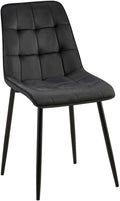 Eetkamerstoel - Velvet Bekleding - Hoog Zitcomfort, Onderhoudsvriendelijk - Fluweel Design Kleur zwart Materiaal zacht