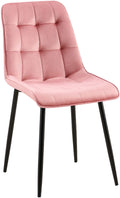 Eetkamerstoel - Velvet Bekleding - Hoog Zitcomfort, Onderhoudsvriendelijk - Fluweel Design Kleur roze Materiaal zacht