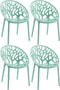 4-delige Set Stapelbare Tuinstoelen - Bistrostoelen - Weerbestendig en Ruimtebesparend Design Kleur lichtgroen