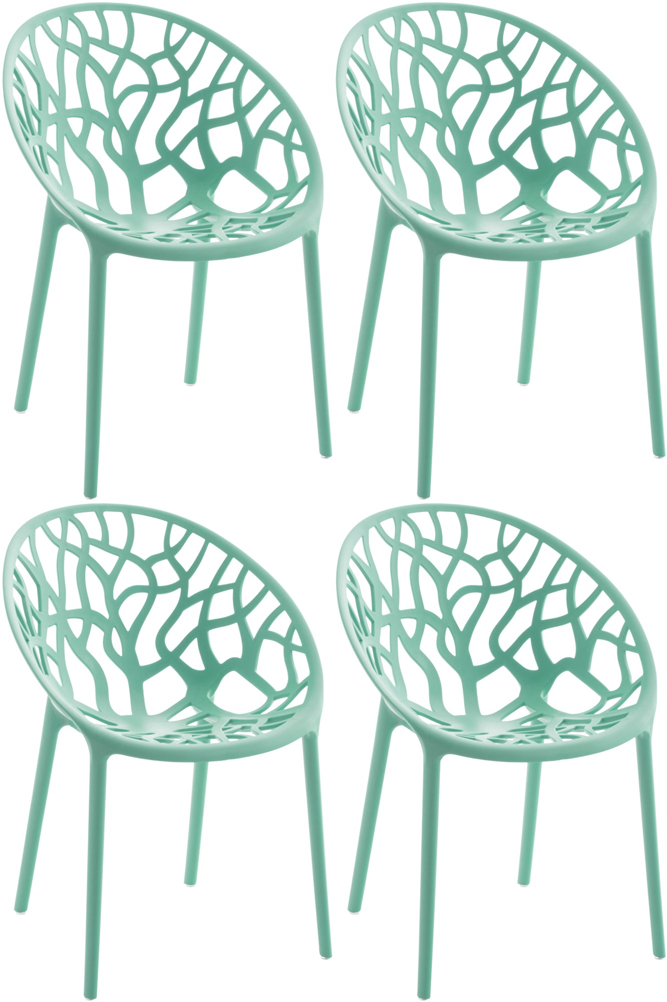 4-delige Set Stapelbare Tuinstoelen - Bistrostoelen - Weerbestendig en Ruimtebesparend Design Kleur lichtgroen