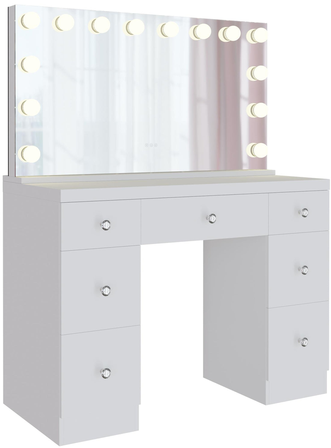Witte Make-up Tafel - Kaptafel - LED Verlichting, USB-Poorten Kleur wit