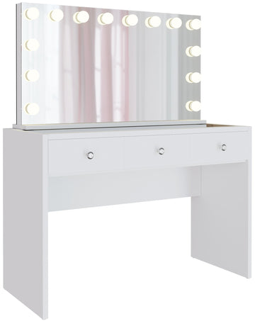Stijlvolle Kaptafel - Make-uptafel - Instelbare LED-Verlichting, USB-Poorten Kleur wit
