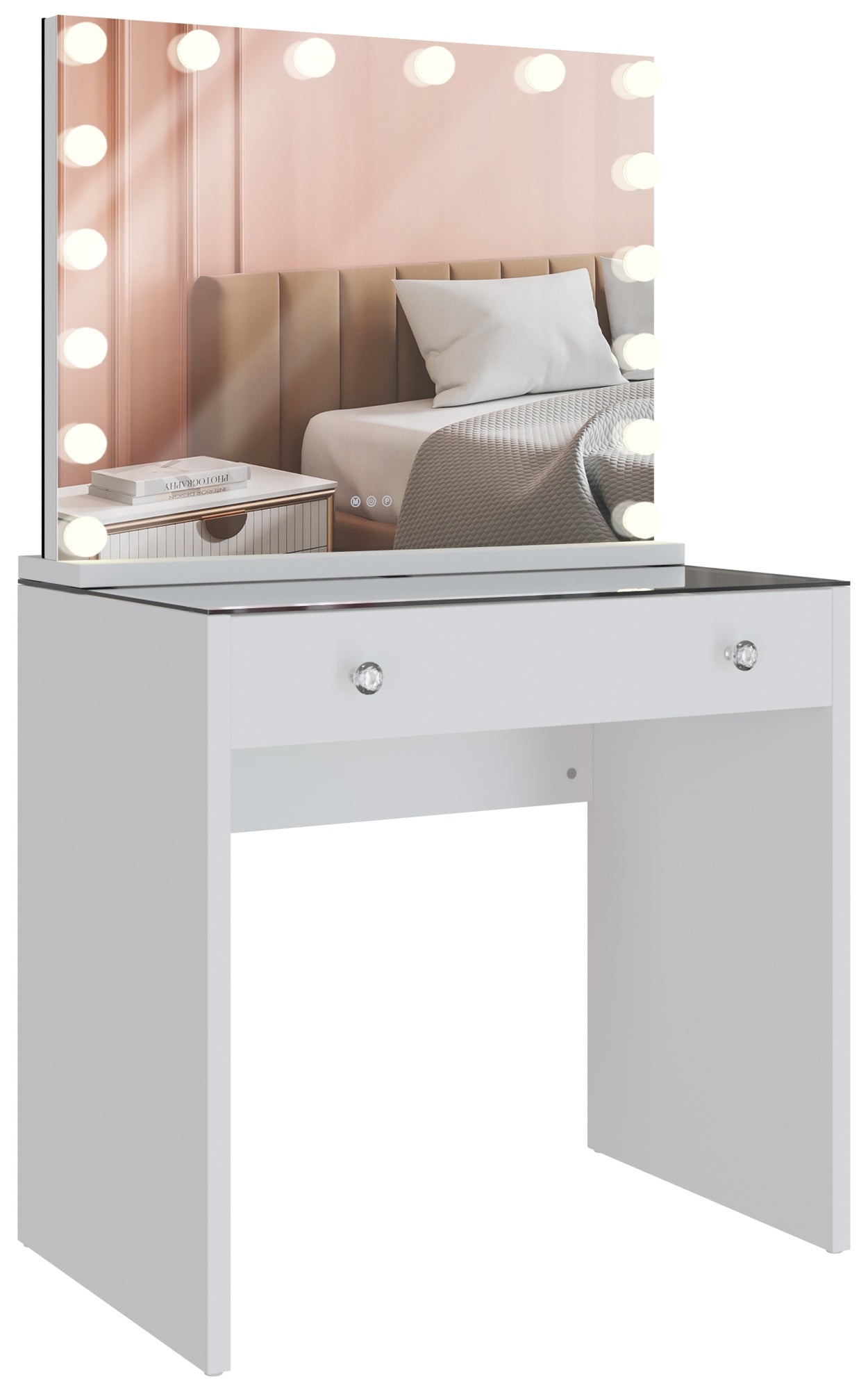 Make-up Tafel - Kaptafel - Dimbare LED-verlichting, Stevig & Duurzaam Ontwerp Kleur wit