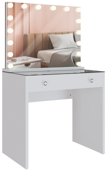 Make-up Tafel - Kaptafel - Dimbare LED-verlichting, Stevig & Duurzaam Ontwerp Kleur wit