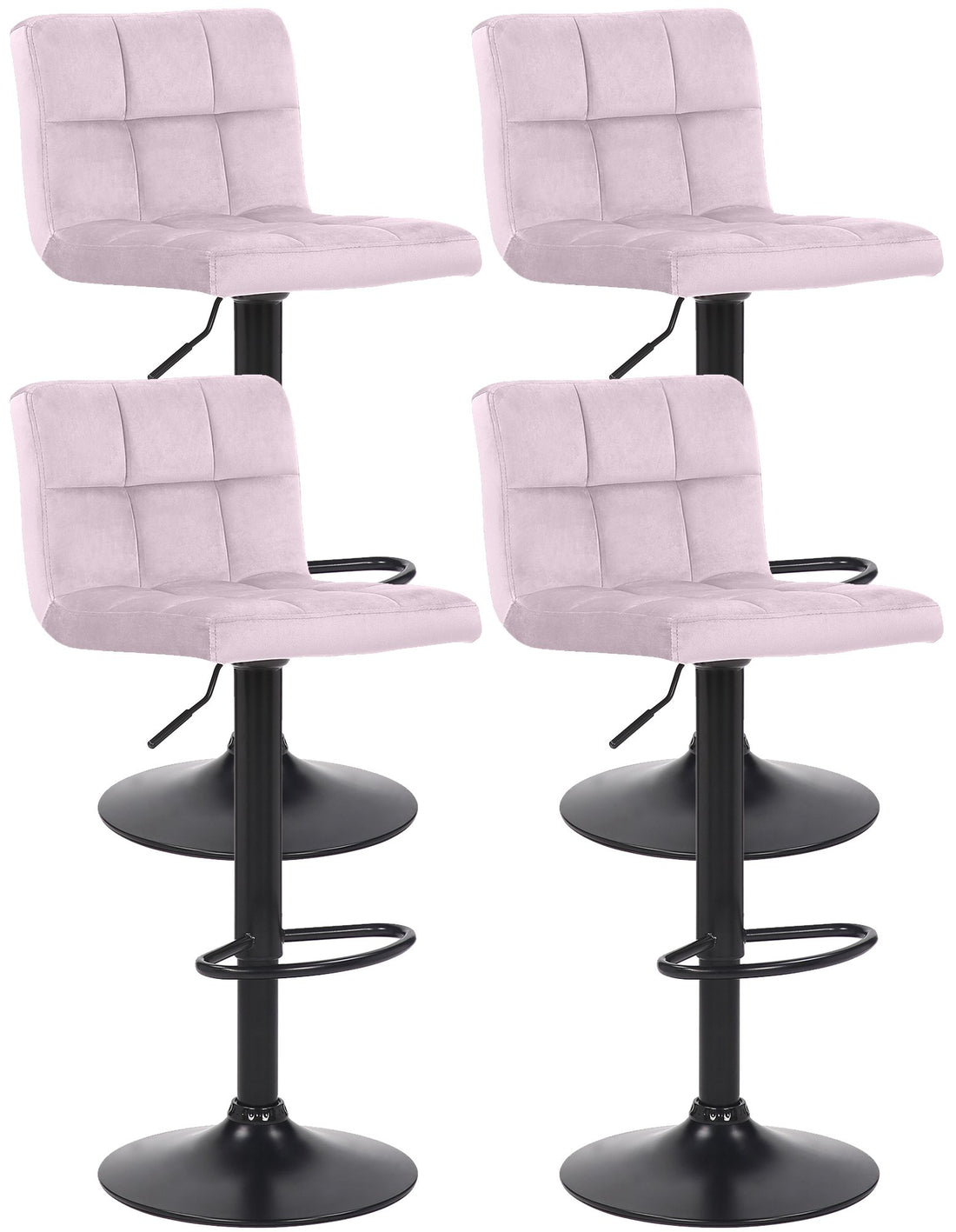 4-delige Set Fluwelen Barkrukken - Elegant - Traploos Verstelbaar, Stijlvol Design Kleur roze (licht)