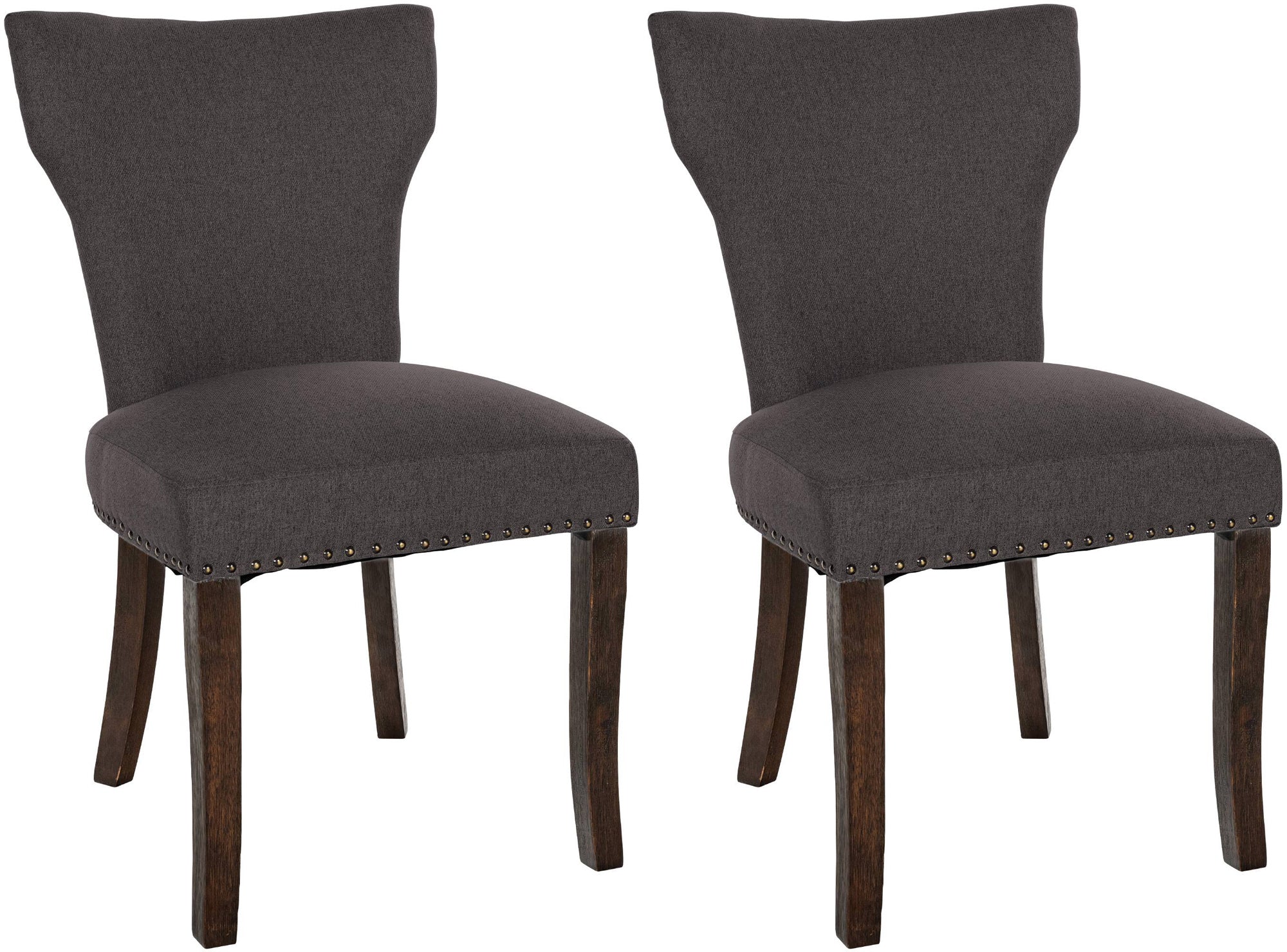 Set van 2 Stoffen Eetkamerstoelen - Gestoffeerde Stoelen - Ultiem Zitcomfort Kleur donkergrijs
