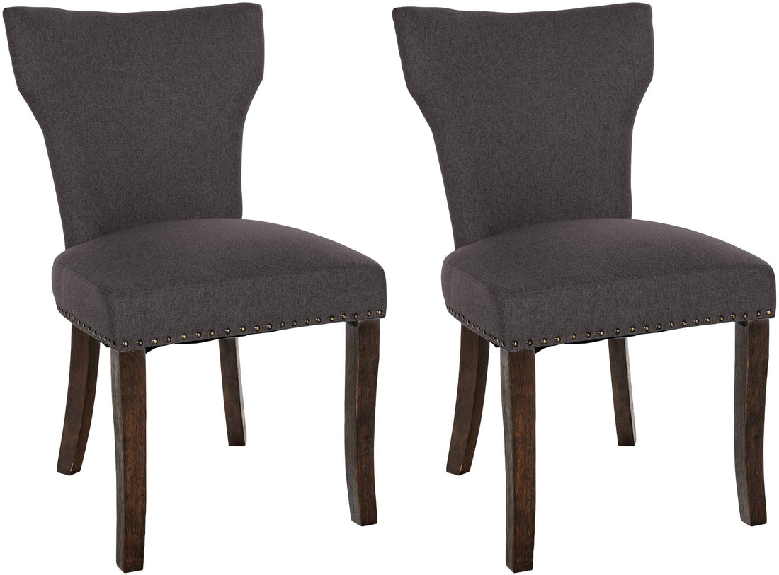Set van 2 Stoffen Eetkamerstoelen - Gestoffeerde Stoelen - Ultiem Zitcomfort Kleur donkergrijs