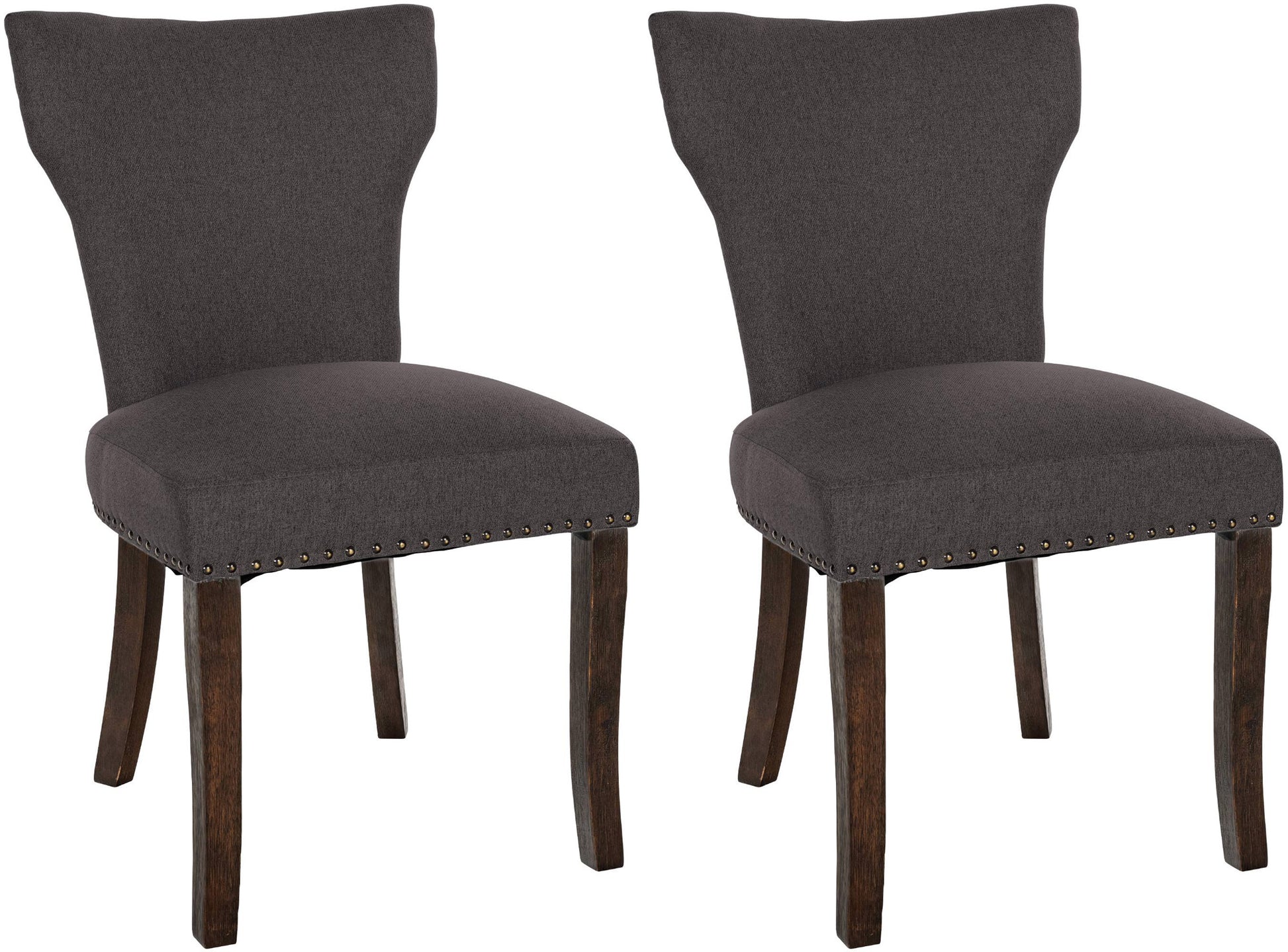 Set van 2 Stoffen Eetkamerstoelen - Gestoffeerde Stoelen - Ultiem Zitcomfort Kleur donkergrijs