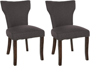 Set van 2 Stoffen Eetkamerstoelen - Gestoffeerde Stoelen - Ultiem Zitcomfort Kleur donkergrijs
