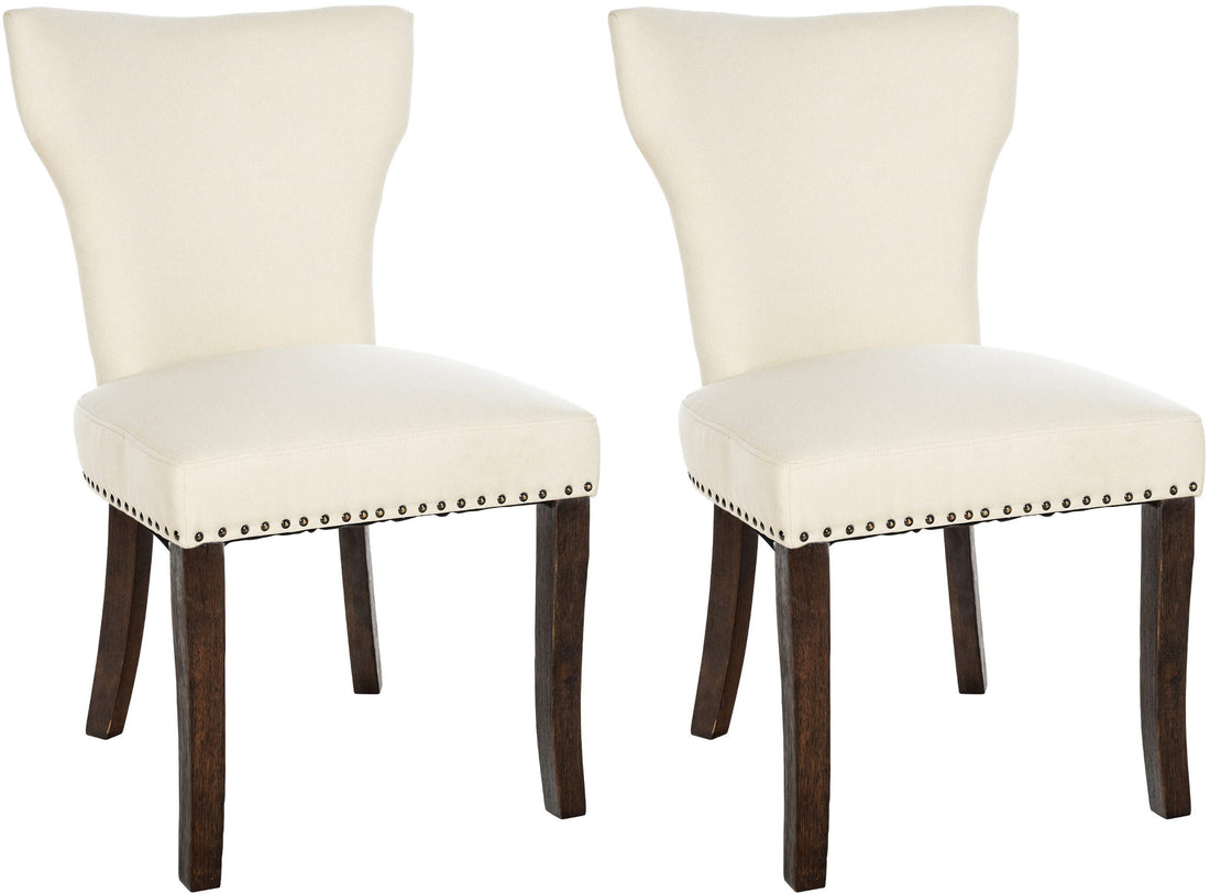 Set van 2 Gestoffeerde Eetkamerstoelen - Keukenstoelen - Hoog Comfort Kleur crème