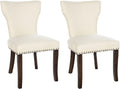 Set van 2 Gestoffeerde Eetkamerstoelen - Keukenstoelen - Hoog Comfort Kleur crème