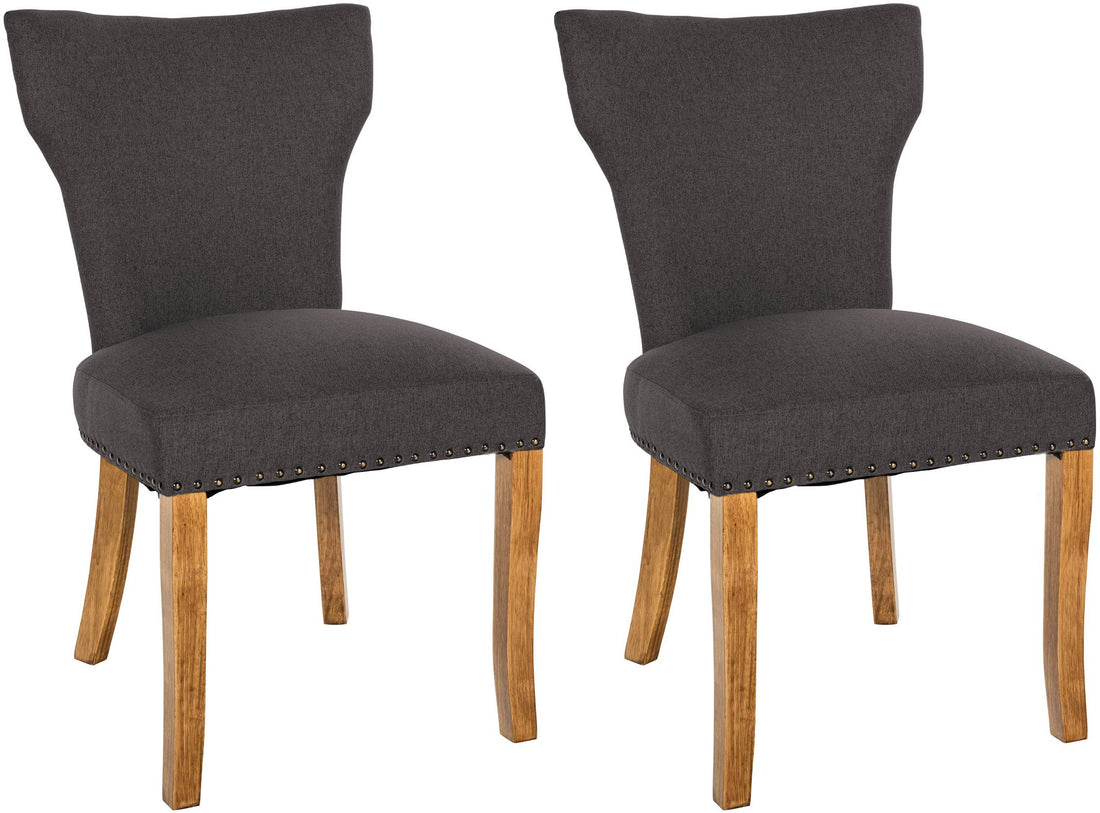 Set van 2 Gestoffeerde Eetkamerstoelen - Keukenstoelen - Uitzonderlijk Zitcomfort Kleur donkergrijs