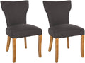 Set van 2 Gestoffeerde Eetkamerstoelen - Keukenstoelen - Uitzonderlijk Zitcomfort Kleur donkergrijs