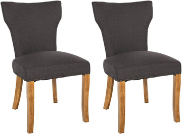 Set van 2 Gestoffeerde Eetkamerstoelen - Keukenstoelen - Uitzonderlijk Zitcomfort Kleur donkergrijs