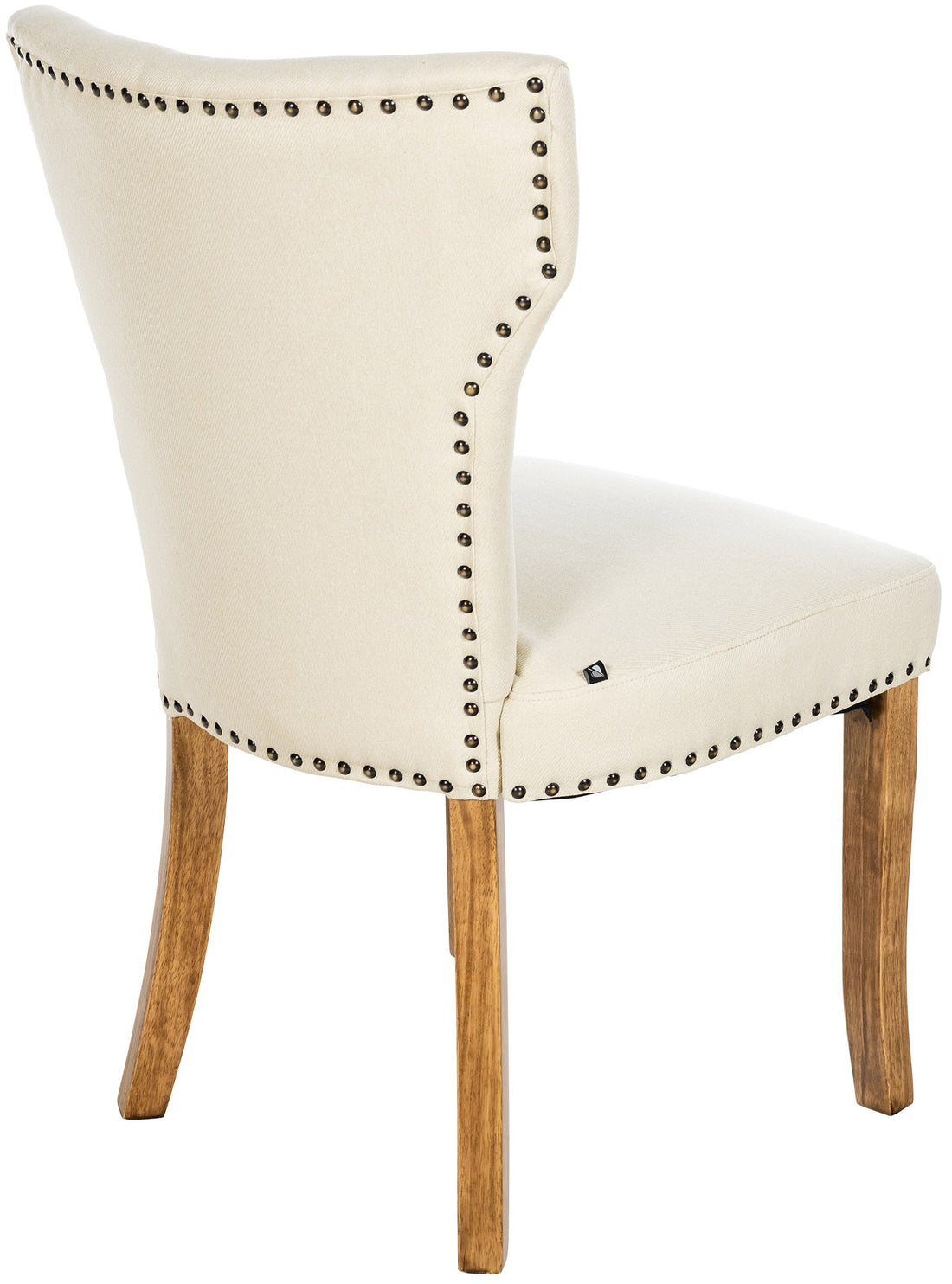 Set van 2 Eetkamerstoelen, Keukenstoelen, Hoog Zitcomfort, Stoffen Bekleding, Antieke Look Kleur crème