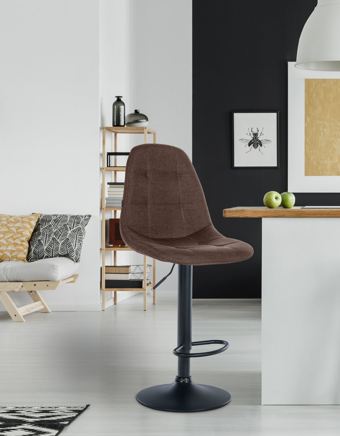 Moderne Barkruk - Stijlvolle Kruk - Hoog Zitcomfort, 360 Graden Draaibaar, Slijtvast Stof Kleur bruin