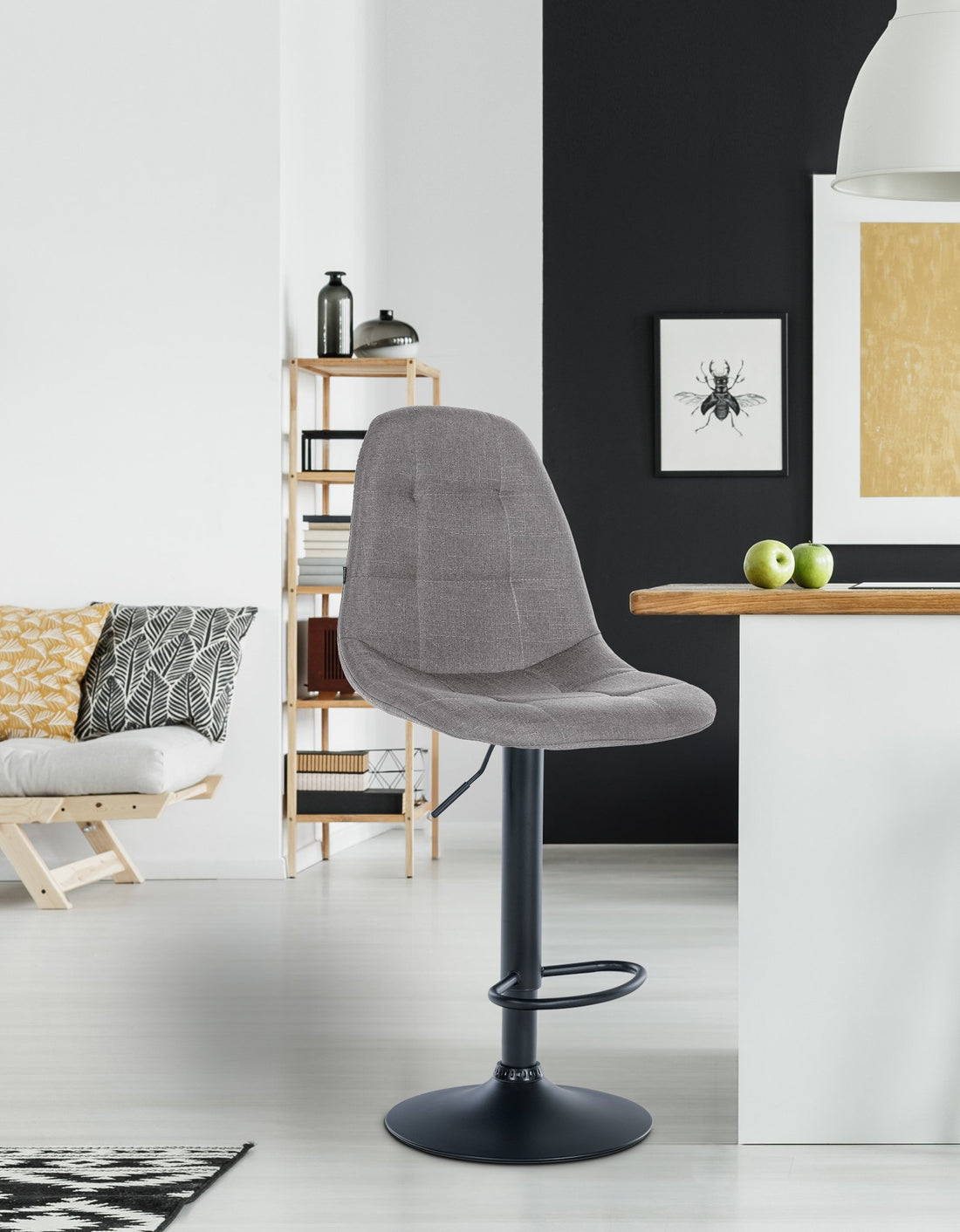 Moderne Barkruk Stof - Hoogte Verstelbaar - Hoog Zitcomfort Kleur grijs