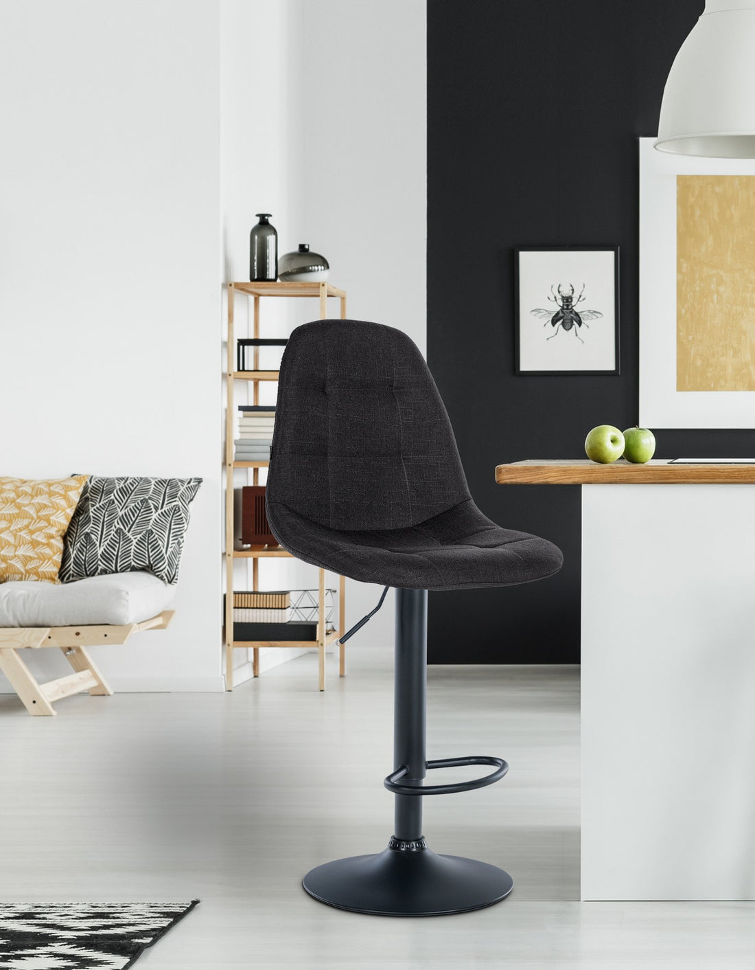 Moderne Barkruk - Hoge Kruk - Duurzame Stoffen Bekleding, Verstelbare Hoogte Kleur zwart