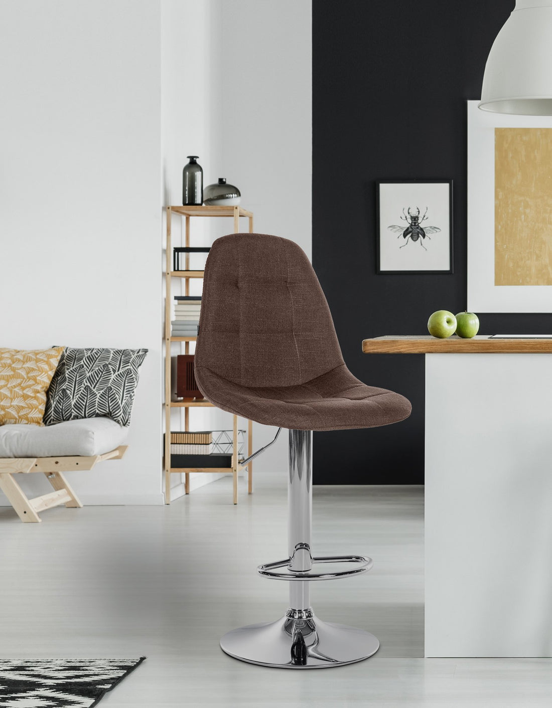 Barkruk - Hoge Kruk - Hoog Zitcomfort, In Hoogte Verstelbaar en 360 Graden Draaifunctie Kleur bruin