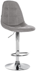 Barkruk met stoffen bekleding - Hoge kruk, Verstelbare Hoogte en Comfortabele Rugleuning Kleur grijs