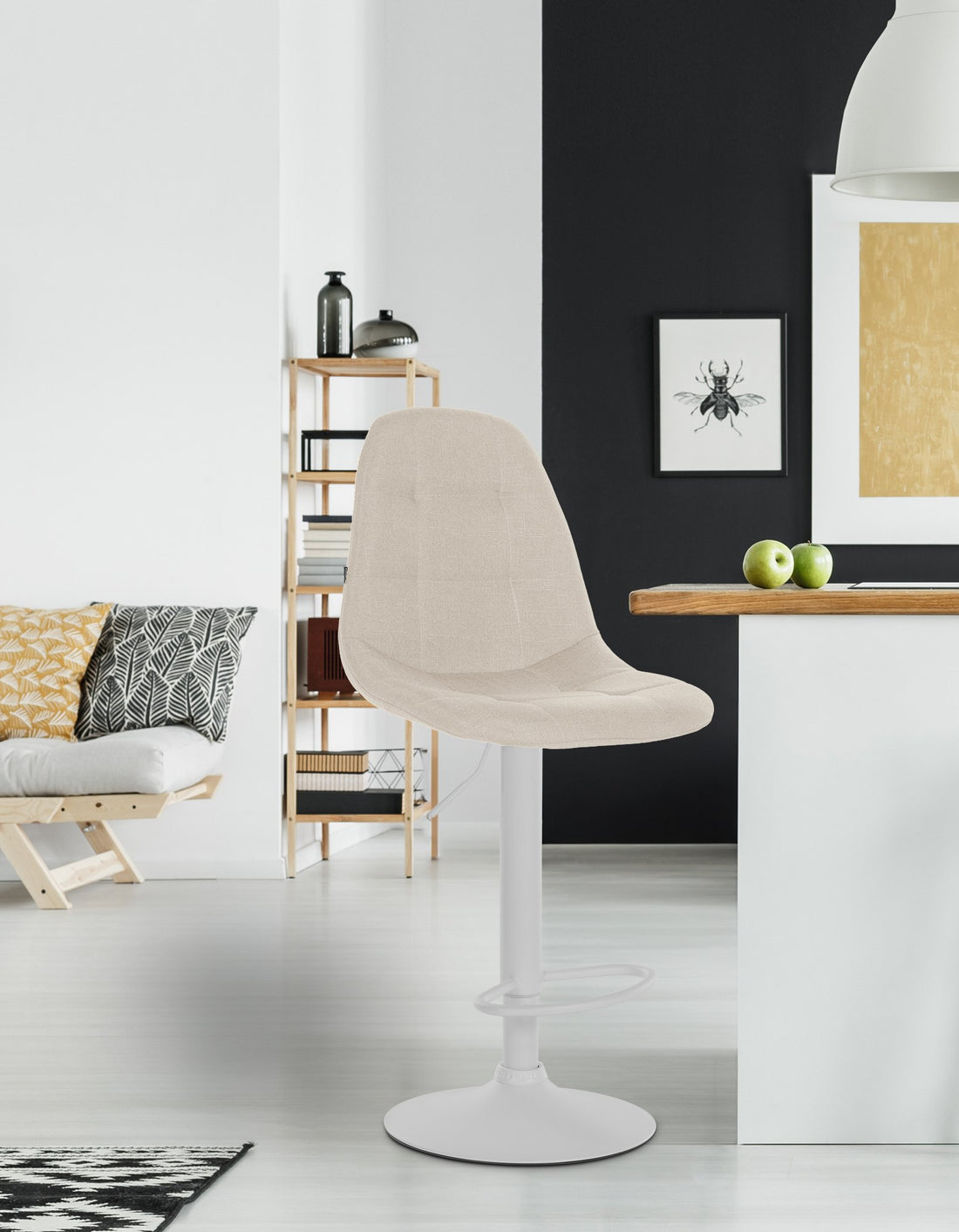Barkruk Stof - Kruk - Hoog Zitcomfort & Duurzaam - In Hoogte Verstelbaar & Draaibaar Kleur crème