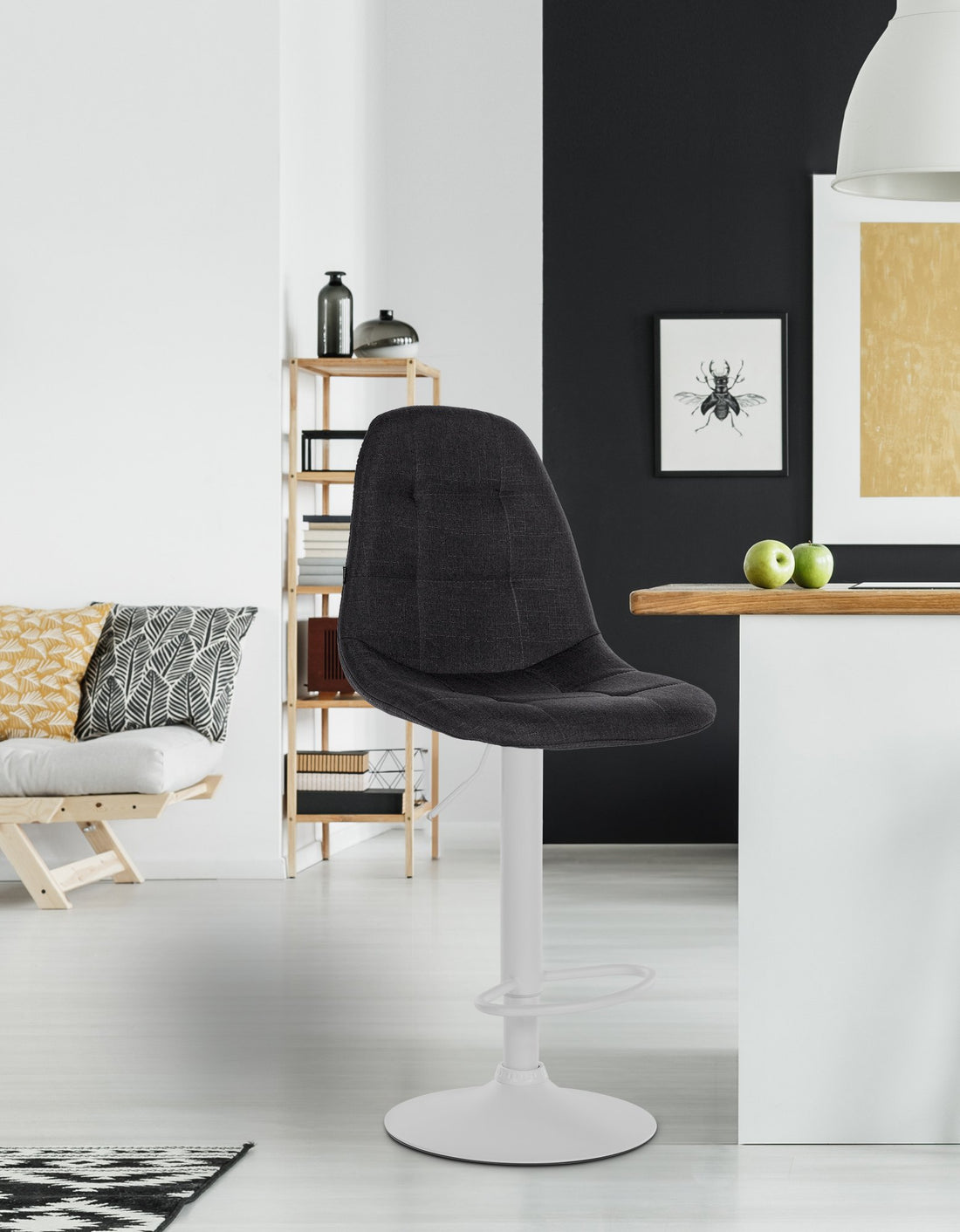 Barkruk Stof - Kruk - Hoogte Verstelbaar Comfort - 360 Graden Draaifunctie Kleur zwart