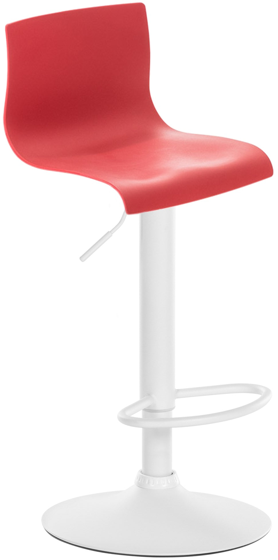 Barkruk Modern - Designkruk - Traploos Verstelbaar & Comfortabel Kleur rood Materiaal onderstel Metaal mat wit