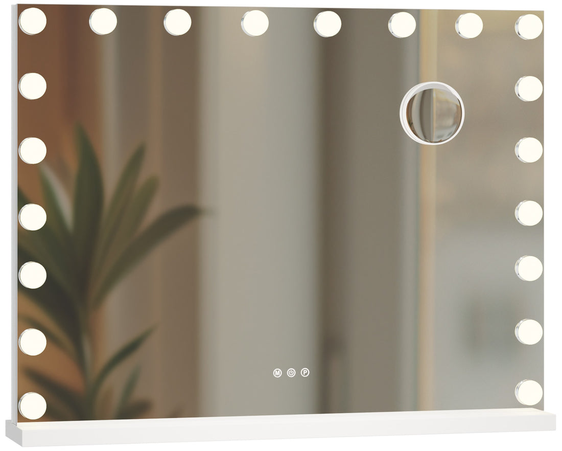 Verlichte Wandspiegel - Make-up Spiegel - Dimbare LED's & USB-aansluiting Kleur wit Inhoud met Bluetooth
