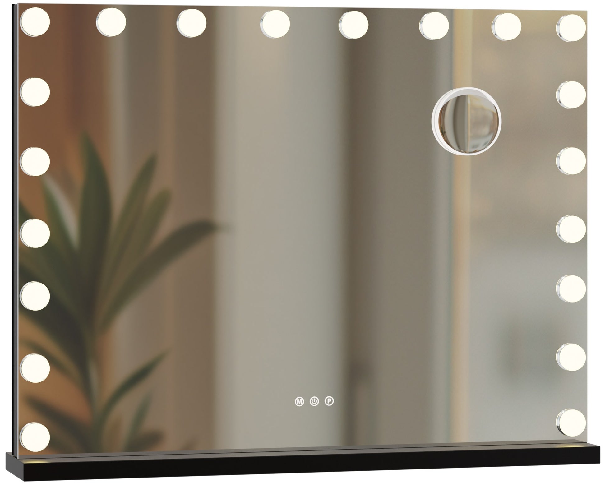 Verlichte Wandspiegel - Make-up Spiegel - Dimbare LED's & USB-aansluiting Kleur zwart Inhoud met Bluetooth