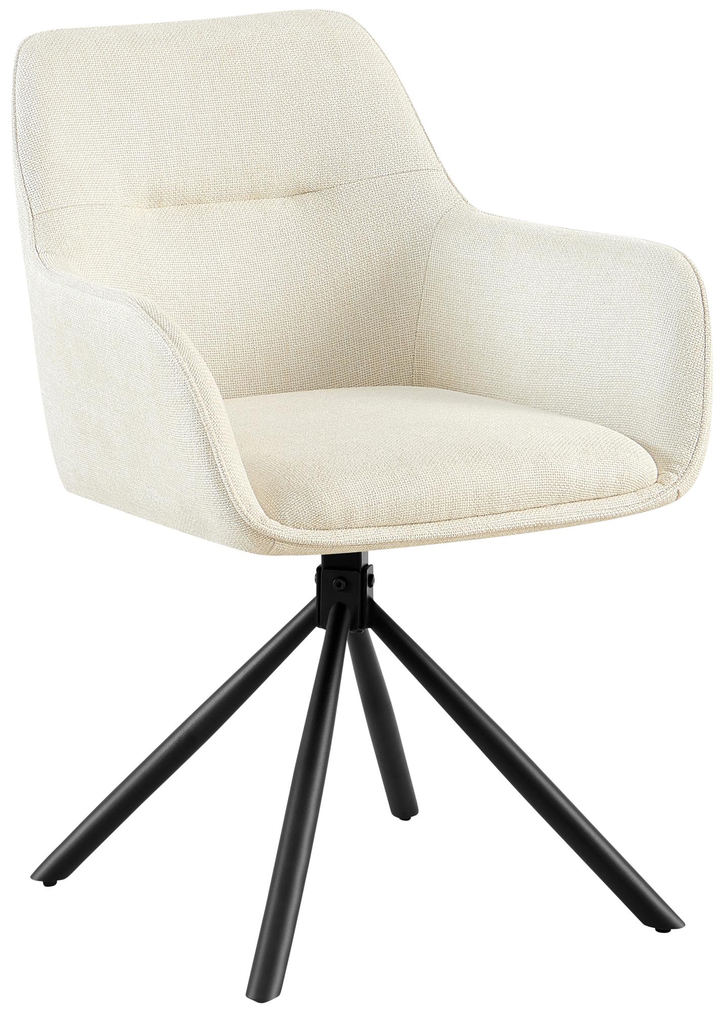 Draaibare Stoffen Eetkamerstoel - Comfortabel Design - 180° draaifunctie Kleur crème