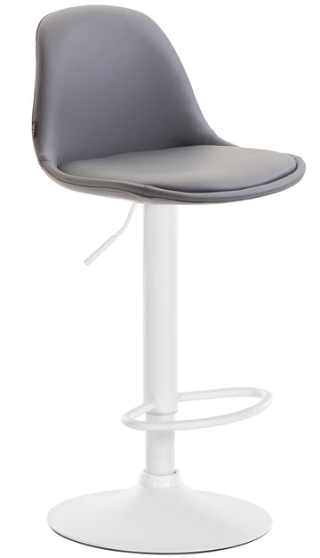 Verstelbare Barkruk Kunstleer - Hoge Kruk - Ergonomisch Comfort & Chroom-look Kleur grijs