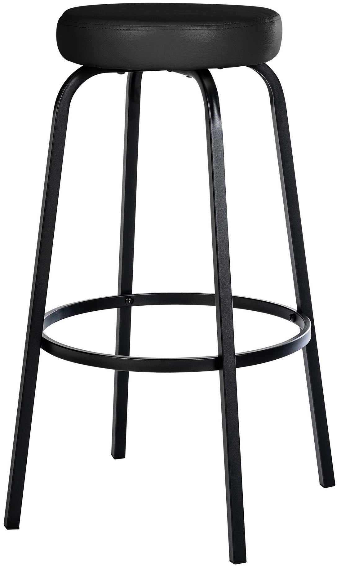 Barkruk met Ronde Zitting - Hoge Kruk - Stevig Zwart Metalen Onderstel, Comfortabele Voetensteun Kleur crème Materiaal kunstleer