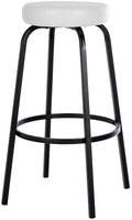 Barkruk met Ronde Zitting - Hoge Kruk - Stevig Zwart Metalen Onderstel, Comfortabele Voetensteun Kleur wit Materiaal kunstleer