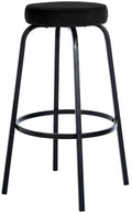 Barkruk met Ronde Zitting - Hoge Kruk - Stevig Zwart Metalen Onderstel, Comfortabele Voetensteun Kleur zwart Materiaal zacht