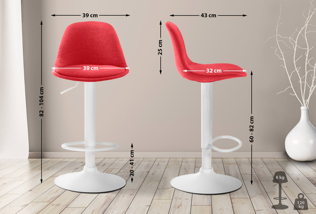 Barkruk - Stijlvolle Hoge Kruk - Verstelbare Hoogte voor Ergonomisch Comfort Kleur rood