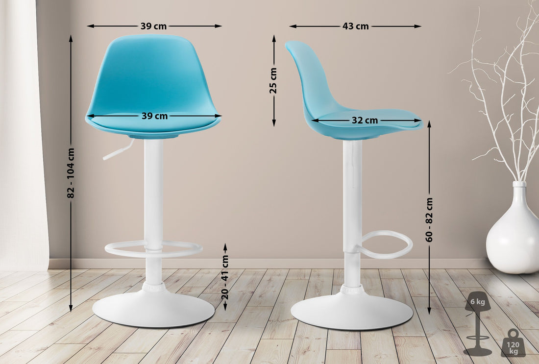 Verstelbare Barkruk - Hocker - Ergonomisch Zitcomfort - Kunstleer & Metaal Kleur blauw