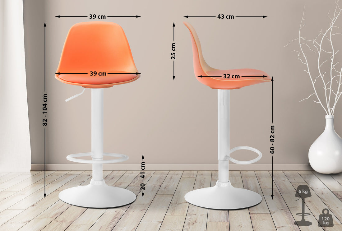 Verstelbare Barkruk - Barstoel - Ergonomisch Design voor Comfort Kleur oranje