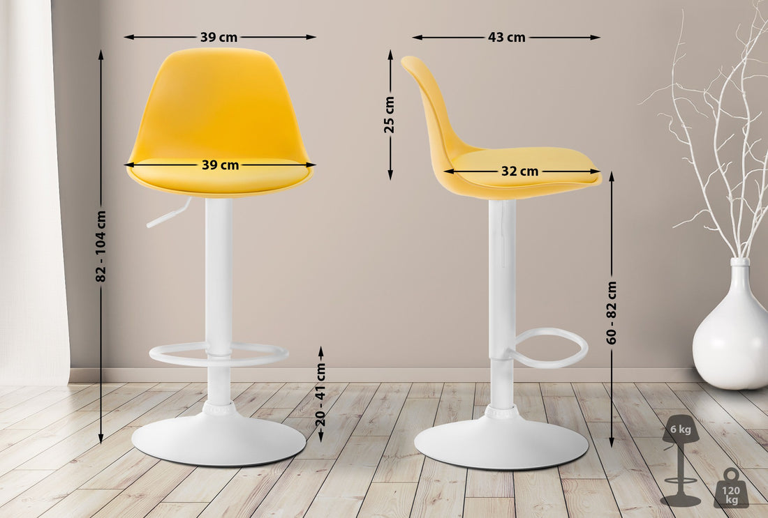 Verstelbare Barkruk - Kruk - Comfortabel Zitgemak Kleur geel