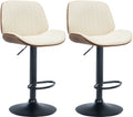 2-delige set Barkrukken - Kunstleren Krukken, In Hoogte Verstelbaar, Tijdloos Design Kleur walnoot/creme