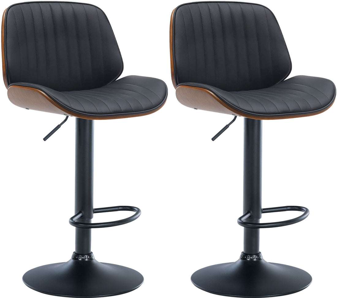 2-delige set Barkrukken - Kunstleren Krukken, In Hoogte Verstelbaar, Tijdloos Design Kleur walnoot/creme