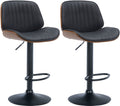 2-delige set Barkrukken - Kunstleren Krukken, In Hoogte Verstelbaar, Tijdloos Design Kleur walnoot/zwart