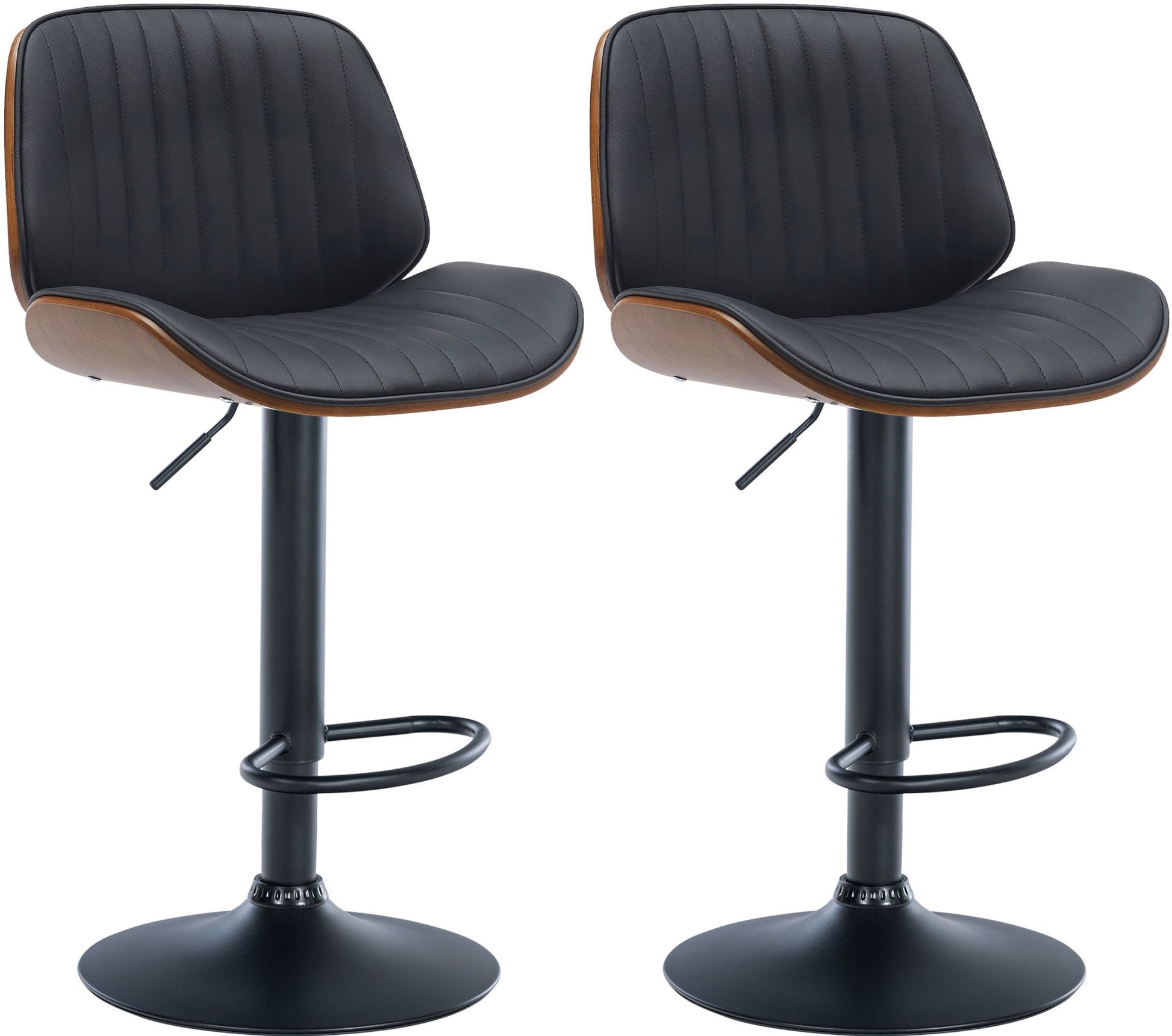 2-delige set Barkrukken - Kunstleren Krukken, In Hoogte Verstelbaar, Tijdloos Design Kleur walnoot/zwart