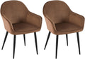 2-delige set Fluwelen Eetkamerstoelen - Gewatteerd Comfort - Metalen Frame Kleur bruin