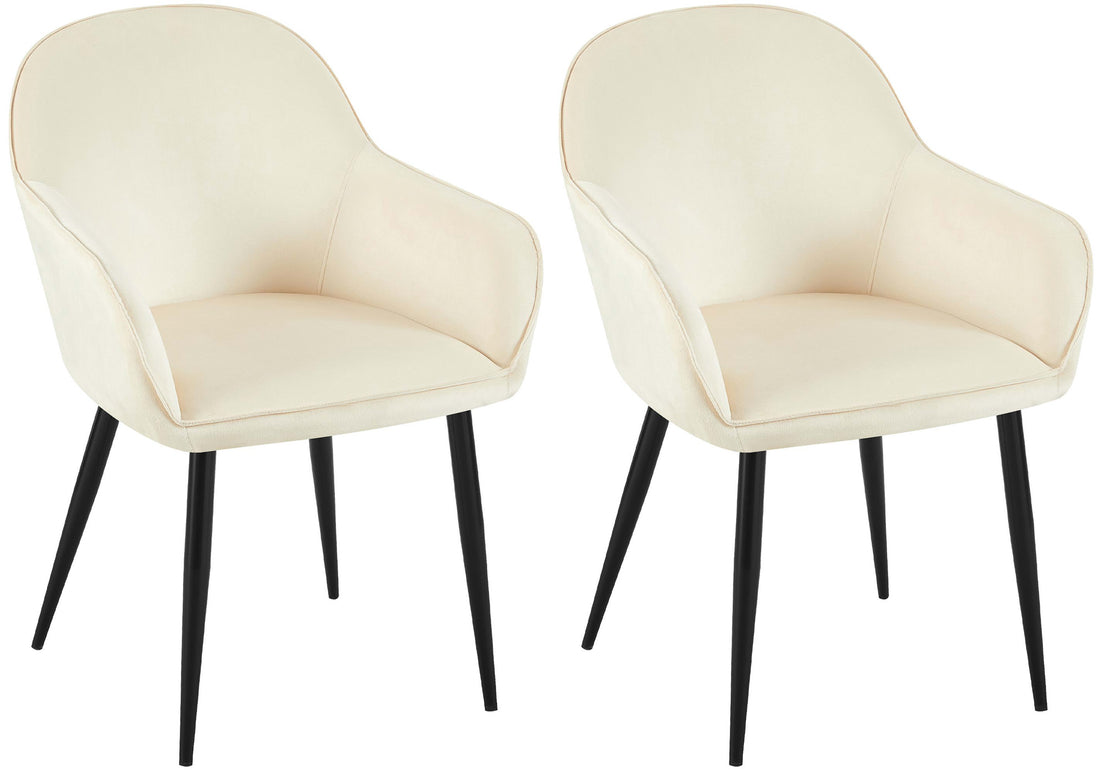 2-delige set Fluwelen Eetkamerstoelen - Gewatteerd Comfort - Metalen Frame Kleur bruin