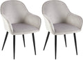 2-delige set Fluwelen Eetkamerstoelen - Gewatteerd Comfort - Metalen Frame Kleur grijs