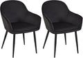 2-delige set Fluwelen Eetkamerstoelen - Gewatteerd Comfort - Metalen Frame Kleur zwart