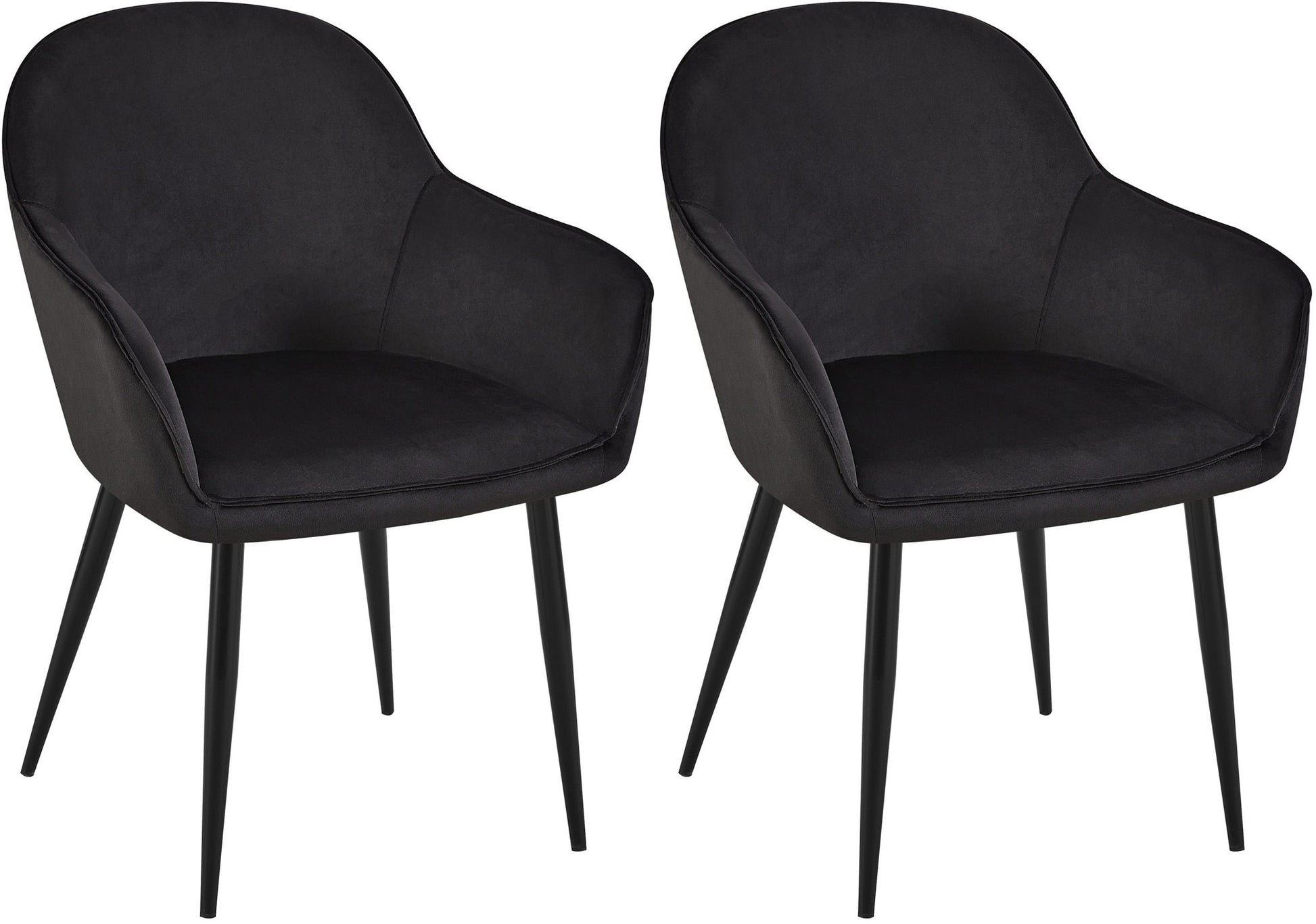 2-delige set Fluwelen Eetkamerstoelen - Gewatteerd Comfort - Metalen Frame Kleur zwart